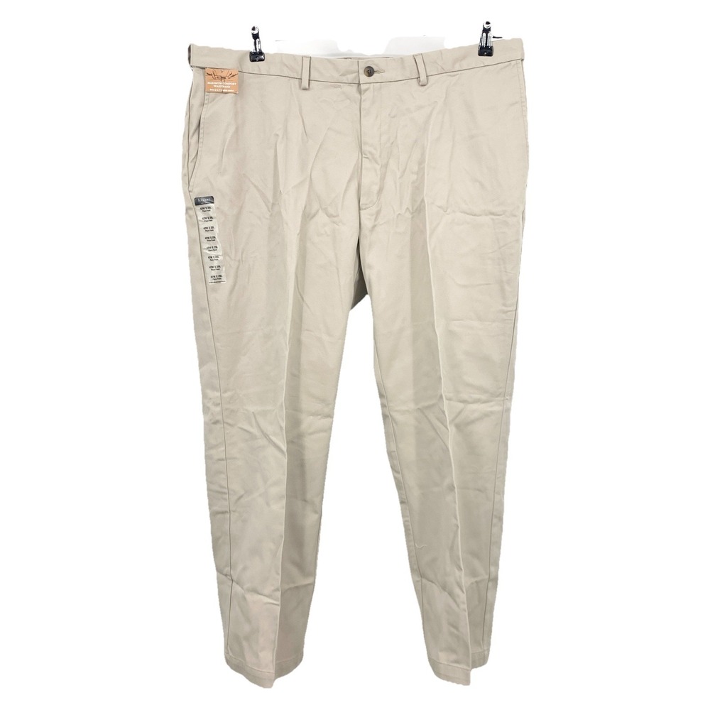 Haggar Men Size 42 x 29 Pants Genuine 61 Khaki Beige Chinos Cotton Straight Leg